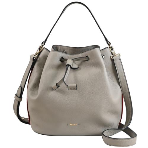 BALLY 6240561 BLYSS 燙金LOGO側織帶造型兩用大水桶包.灰