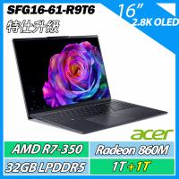 特仕升規ACER 宏碁 Swift GO SFG16-61-R9T6 銀 (R7-350/32G/1TB+1TB/16吋) 2.8KOLED AI