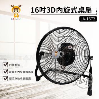 【LAPOLO】16吋3D內旋式桌扇(LA-1672)循環扇/電扇/電風扇