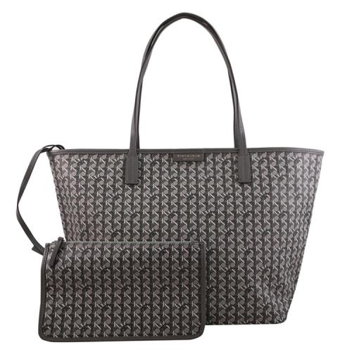 TORY BURCH 145634 EVER 撞色花紋子母肩背托特/大購物包.灰