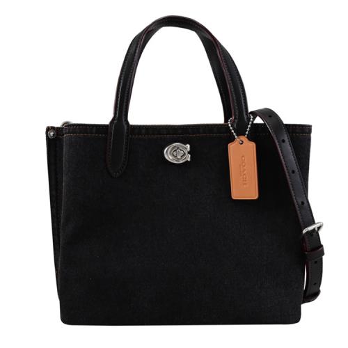COACH CR708 WILLOW 轉扣設計帆布三層袋兩用包.黑