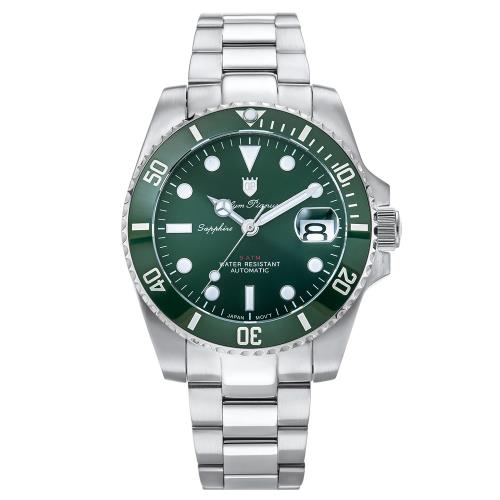 【Olym Pianus奧柏】水鬼GMT超強夜光運動型機械腕錶 899831.5AG4S 黑綠框