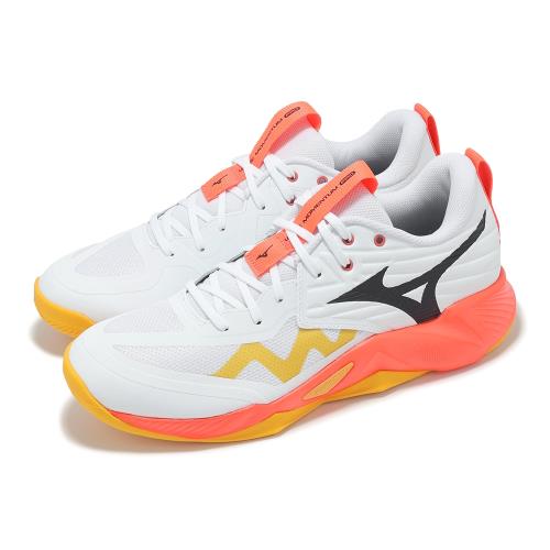 Mizuno 排球鞋 Wave Momentum PRO 男鞋 白 橘 緩衝 室內運動 羽排鞋 美津濃 V1GA2540-01