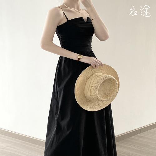 【衣途】褶皺吊帶連衣裙洋裝(百搭/透氣/舒適/M-L/KDDY-B159)