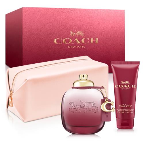 Coach 曠野玫瑰女性淡香精三入禮盒(淡香精90ml+身體乳100ml+盥洗包)