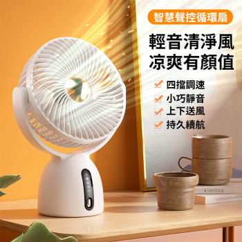 桌面風扇 智慧語音風扇 USB充電桌面風扇 便攜式辦公宿舍小風扇 語音充電風扇 戶外風扇 迷你風扇
