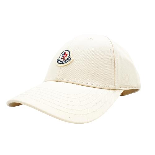 Moncler 斜紋棉布品牌徽標棒球帽(米白)