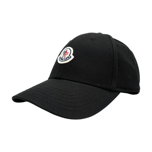 Moncler 斜紋棉布品牌徽標棒球帽(黑)