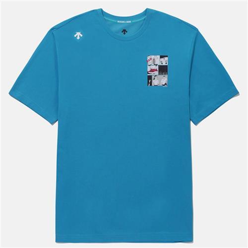 Descente 迪桑特 短袖上衣 男裝 藝術家聯名款 藍【運動世界】SQ223ETS61-BLU0