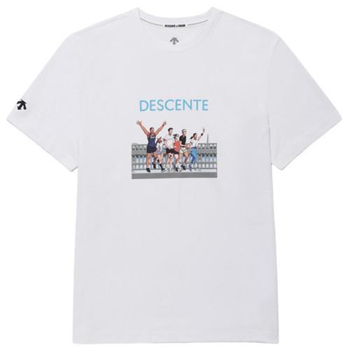 Descente 迪桑特 短袖上衣 男裝 藝術家聯名款 白【運動世界】SQ223ETS64-WHT0