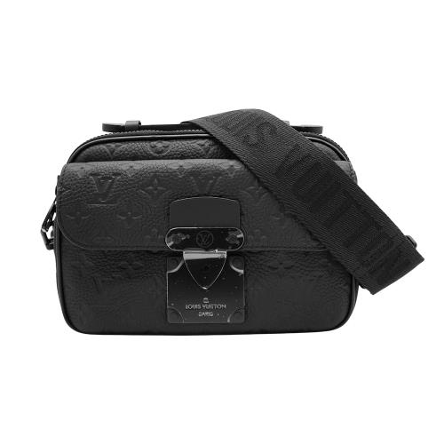 Louis Vuitton S Lock 壓紋牛皮斜背郵差包(M58489-黑)