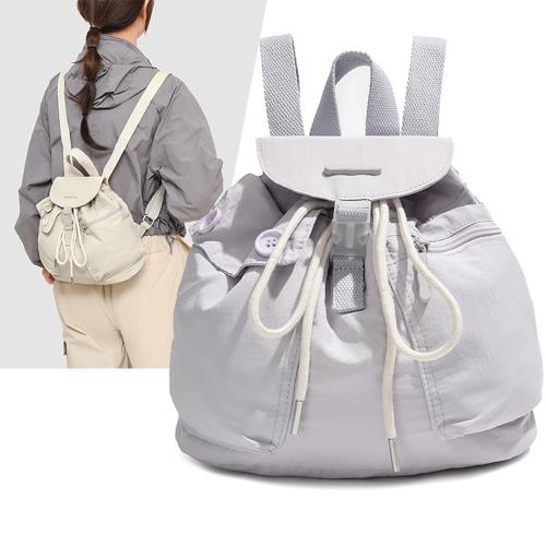 韓系ins小眾設計輕便多口袋抽繩雙肩包