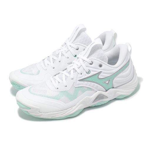 Mizuno 排球鞋 Wave Momentum Elite 男鞋 女鞋 白 綠 緩衝 支撐 室內運動 美津濃 V1GC2512-45