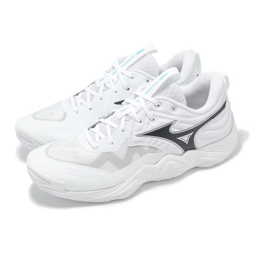 Mizuno 排球鞋 Wave Momentum Elite 寬楦 男鞋 女鞋 白 黑 緩衝 室內運動 美津濃 V1GA2513-51