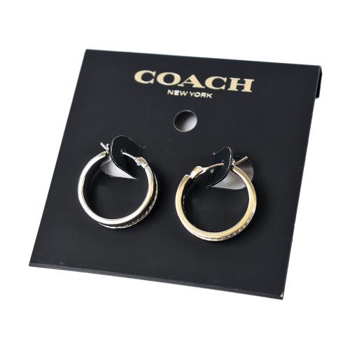 COACH 密鑲圓型針式耳環-銀色