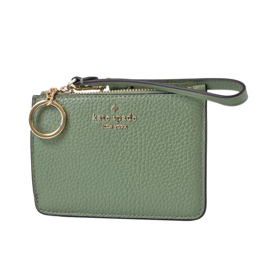 KATE SPADE 荔枝紋拉鍊手掛鑰匙/證件/零錢包-綠色