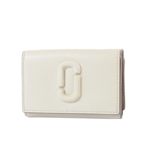 MARC JACOBS 專櫃款 雙J LOGO牛皮三折短夾-雲白
