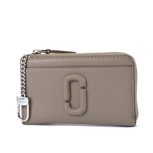 MARC JACOBS 專櫃款 雙J LOGO牛皮拉鍊證件/鑰匙/零錢包-可可色