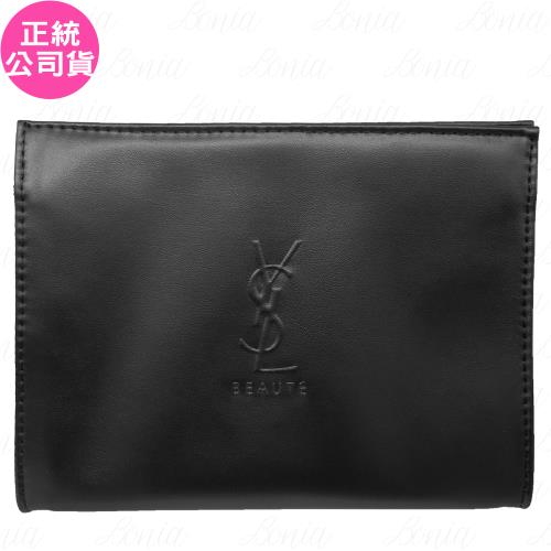 YSL logo三角形大化妝包黑(公司貨)