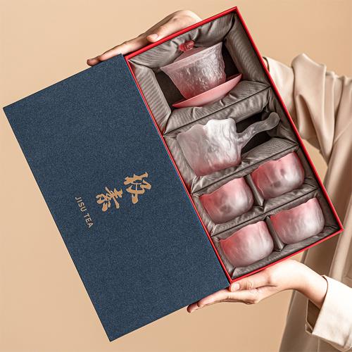 琉璃功夫茶具 漸層粉六件組