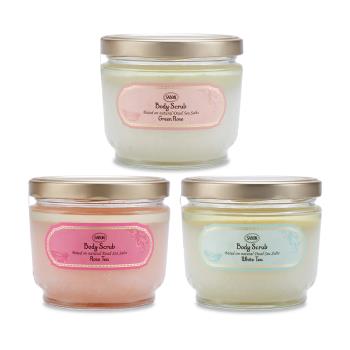 【限定特惠】SABON 身體磨砂膏 600g-(玫瑰花語/白茶/以色列綠玫瑰)(多款任選.贈木勺)-國際航空版