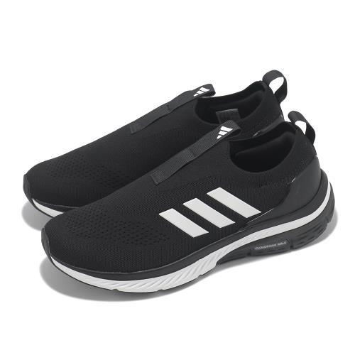 adidas 健走鞋 Cloudfoam Walk Sock 男鞋 黑 白 無鞋帶 套入式 懶人鞋 愛迪達 ID4066
