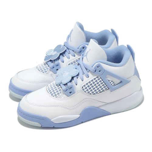 Nike 童鞋 Air Jordan 4 Retro PS 中童 Forget Me Not 白 藍 休閒鞋 IB8962-100