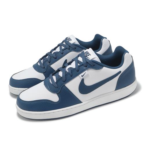 Nike 休閒鞋 Ebernon Low PREM 男鞋 白 藍 皮革 低筒 IF0847-141