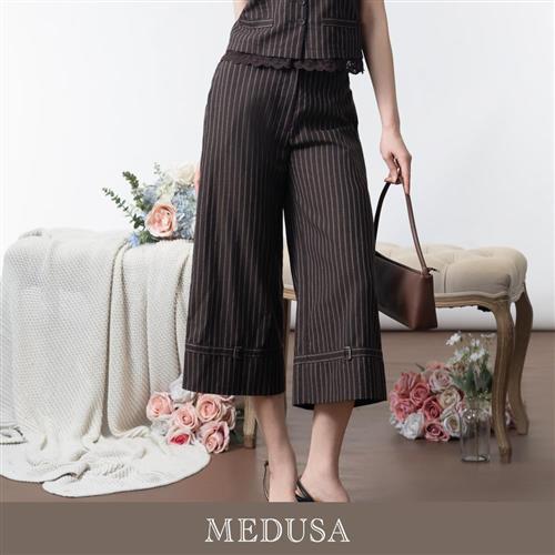 現貨【MEDUSA 曼度莎】棕色亞麻復古感直筒寬褲（M-XL）｜女涼感亞麻褲 復古寬褲 直筒長褲