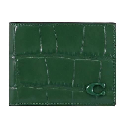 COACH CW444 經典C LOGO鱷魚壓紋窄版卡片票據/短夾.綠