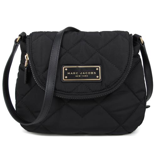 MARC JACOBS 黑色菱格磁扣式斜背包 