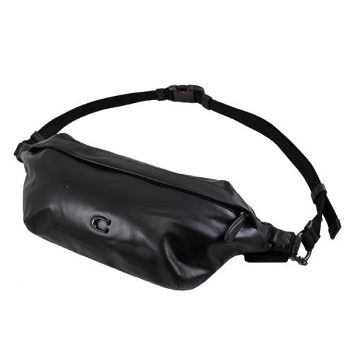 COACH CU103 HALL 質感揉製皮革斜背胸口包/腰包.黑色