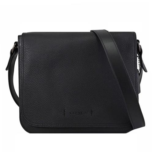 COACH C0241 GOTHAM MESSENGER 荔枝皮革翻蓋斜背包.黑