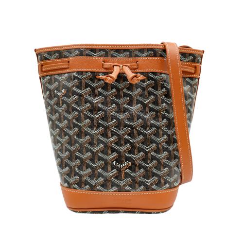 Goyard Petit Flot 塗料帆布束繩水桶包(黑/棕)