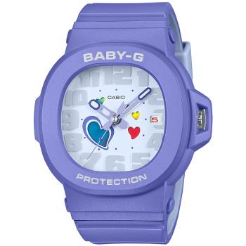 CASIO BABY-G 繽紛俏皮變色愛心時尚手錶/紫色/BGA-10-6A