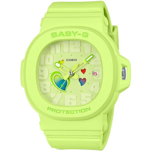 CASIO BABY-G 繽紛俏皮變色愛心時尚手錶/亮綠/BGA-10-3A