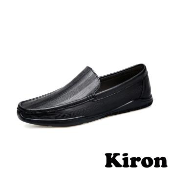 【KIRON】壓紋商務平底樂福鞋/時尚復古壓紋典雅紳士商務皮鞋 平底樂福鞋 男鞋 黑