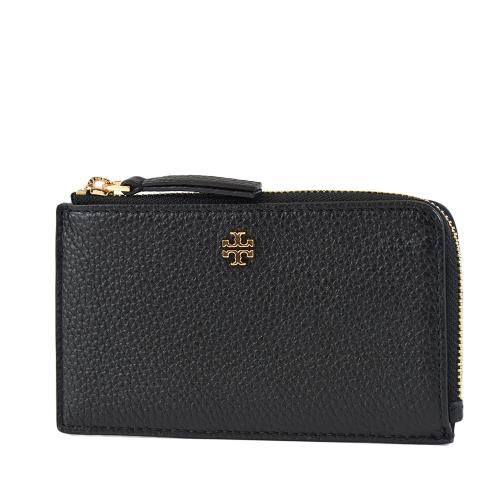 TORY BURCH Blake 荔枝紋L型拉鍊證件/零錢包-黑色