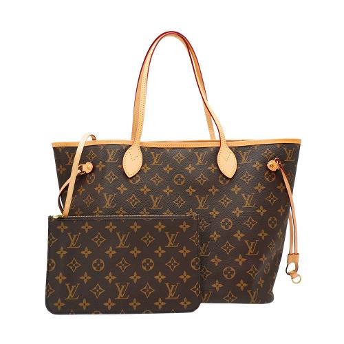 二手品 Louis Vuitton Neverfull MM 手提肩背托特包(M40995-米)