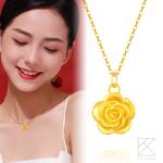 【TLH】黃金墜項鍊  璀璨黃金玫瑰 約重0.08錢±0.01