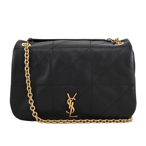 YSL 766754 JAMIE 4.3 品牌LOGO小羊皮翻蓋兩用小鏈包.黑