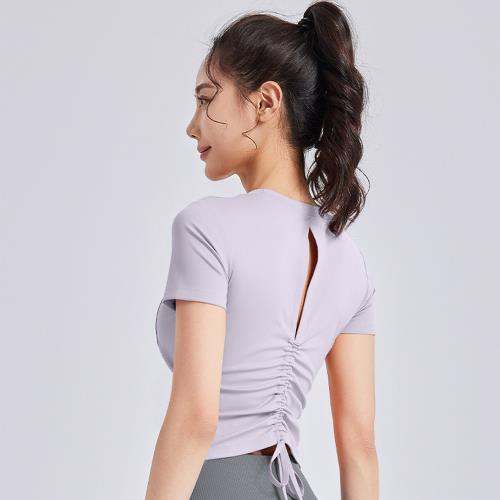 【ALLK 歐楷】促銷 後背綁帶簍空瑜珈韻律服上衣 4色(尺寸L-2XL/中大尺碼/運動/健身)