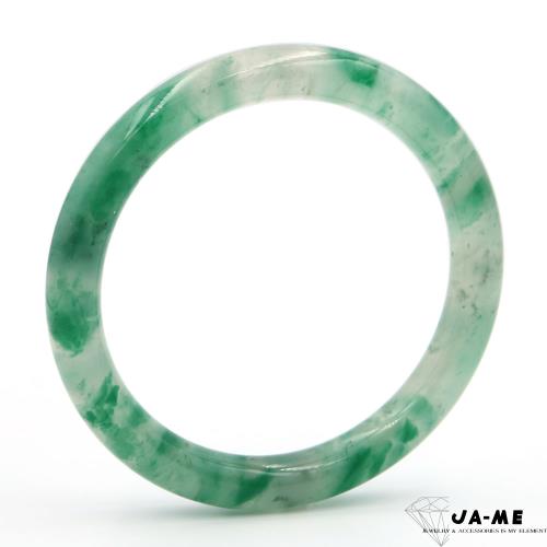 【JA-ME】天然非洲翠 冰種飄花圓骨玉鐲 #17.5-18