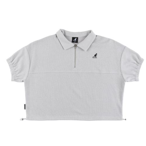 KANGOL 短袖上衣 短版華夫格 63221301 11 灰色 女款 noO32