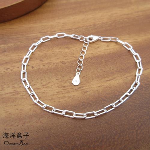 【海洋盒子】輕巧細版長方格S925純銀手鍊.女用手鍊.可單戴疊戴