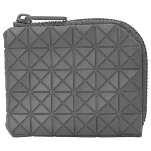 ISSEY MIYAKE 三宅一生-BAOBAO 幾何方格L型 拉鍊零錢包(霧泥灰)