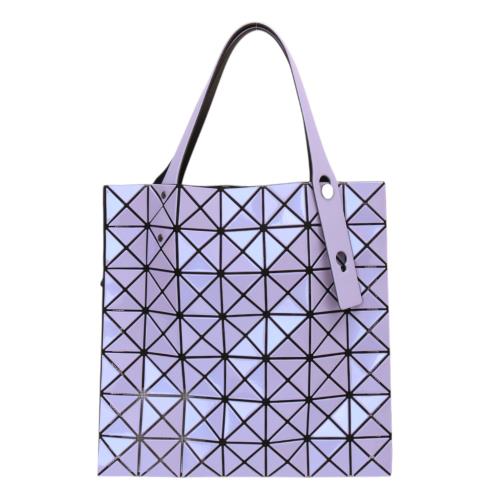 ISSEY MIYAKE 三宅一生-幾何小菱格7x7手提包(炫光紫)亮面