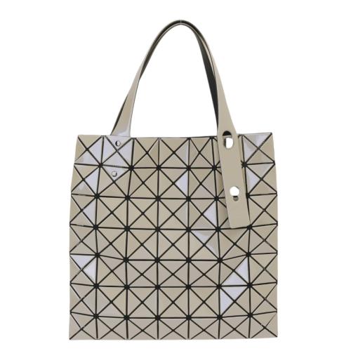 ISSEY MIYAKE 三宅一生-幾何小菱格7x7手提包((炫光深米色)亮面