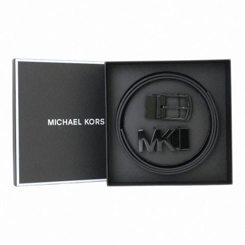 MICHAEL KORS-霧黑雙釦皮帶頭兩面用皮帶禮盒(灰藍)