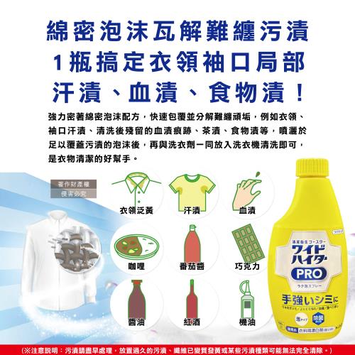 日本KAO花王-PRO免刷洗衣物局部去漬潔白護色氧系漂白泡沫噴霧補充瓶